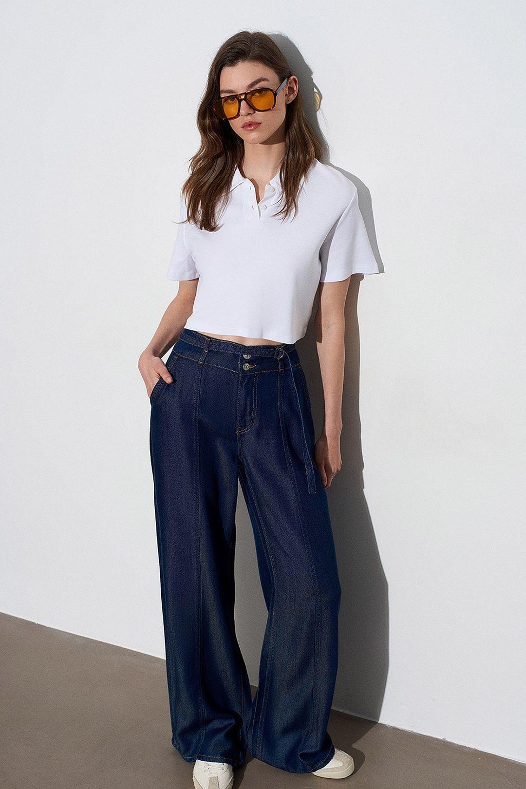 High-waist Wide-leg Tencel Denim Jeans by DILVIN