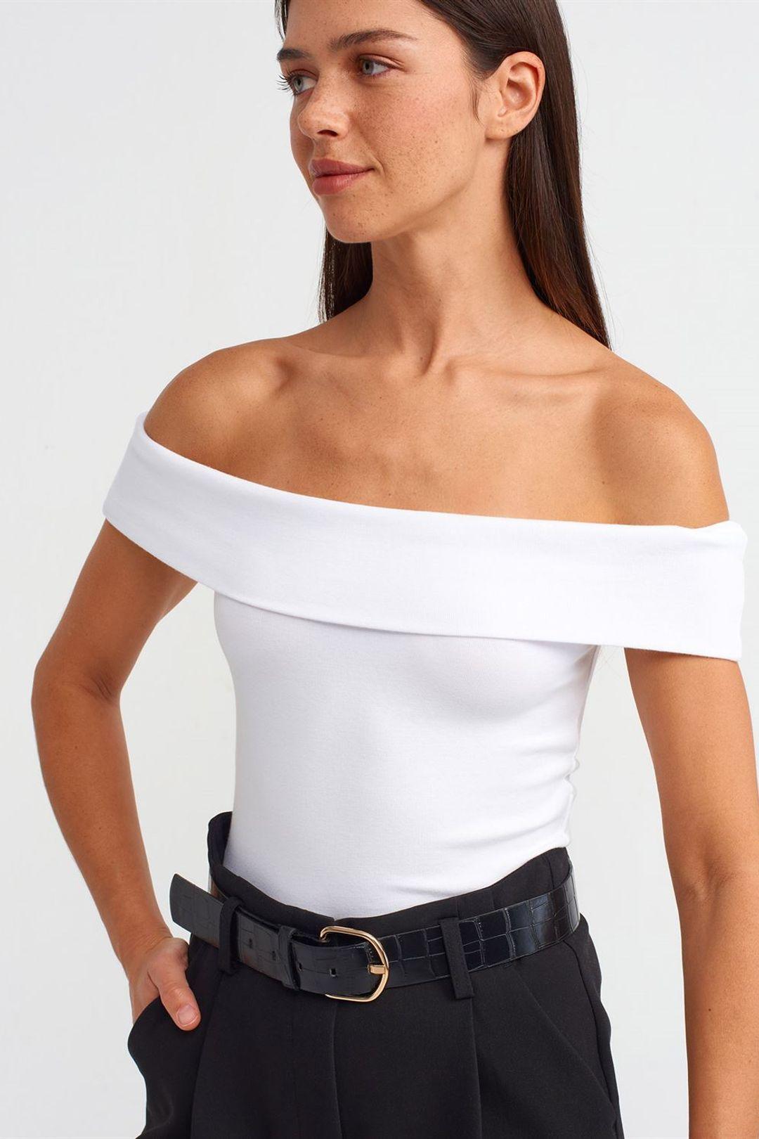 Off-Shoulder Slim-Fit Jersey Blouse by DILVIN