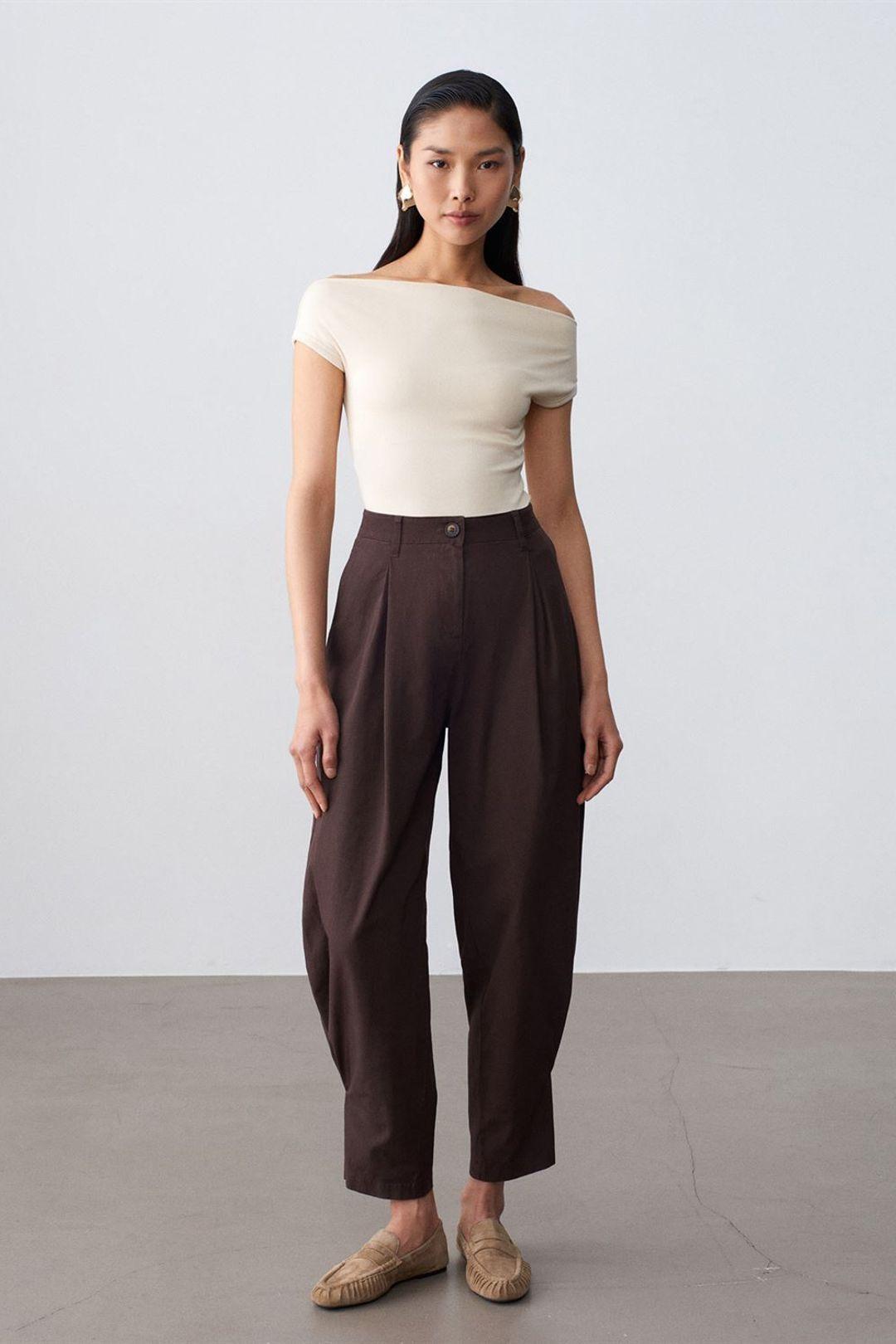 Women’s High-waist Wide-leg Poplin Trousers by DILVIN