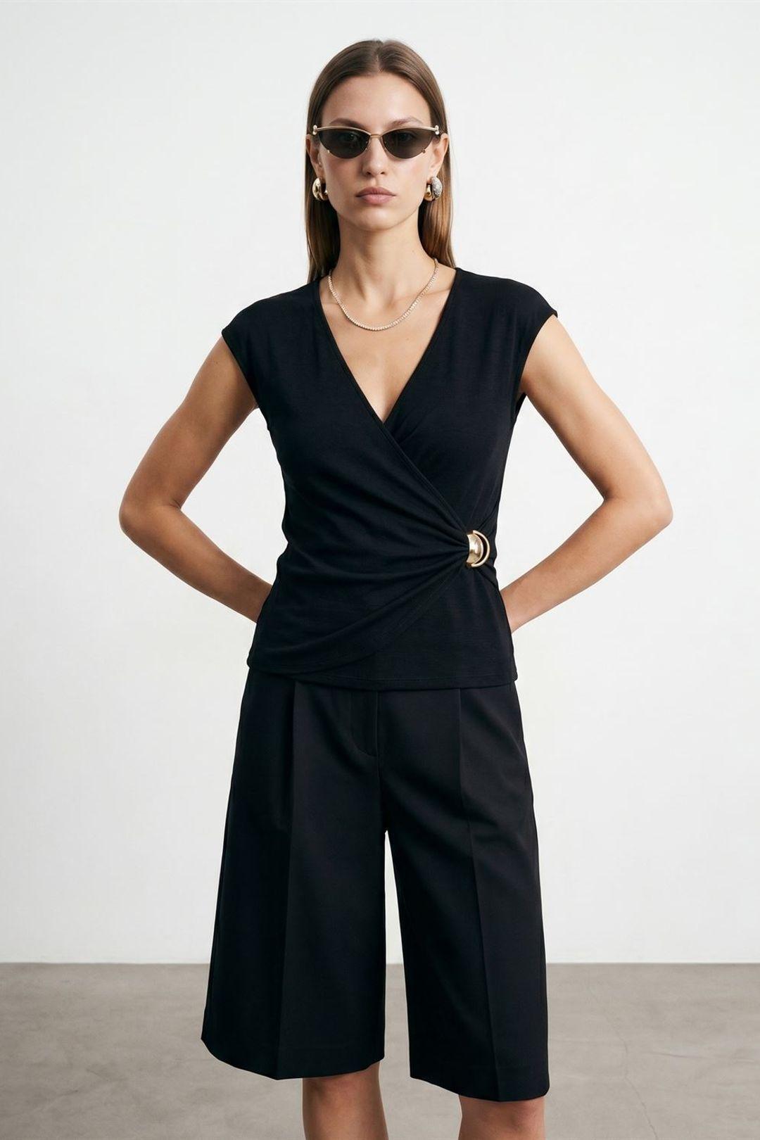 Women’s Slim Fit Wrap Blouse by DILVIN