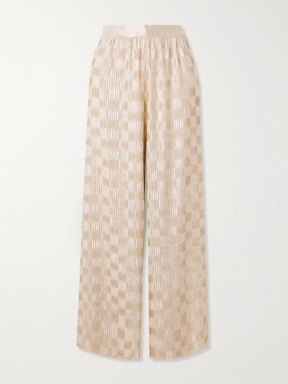 Plissé-satin wide-leg pants by DIMA AYAD