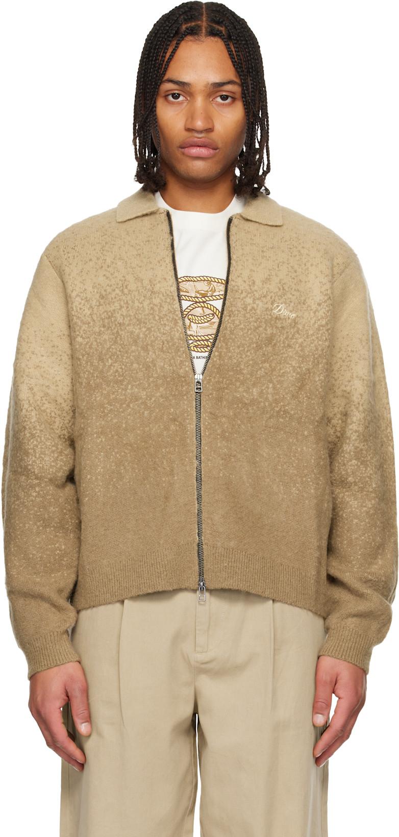 Beige Mohair Double Zip Knit Sweater by DIME