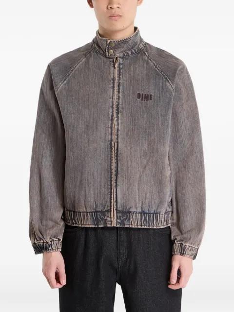 logo-embroidered high-neck denim jacket by DIME