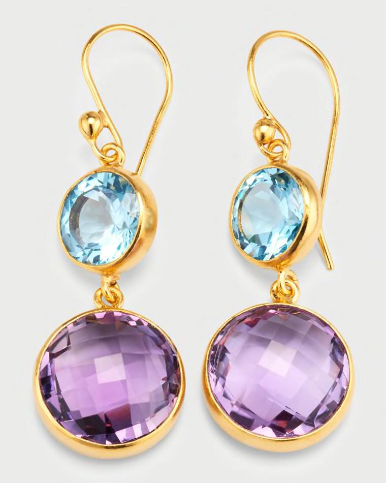 Blue Topaz and Amethyst Drop Earrings by DINA MACKNEY