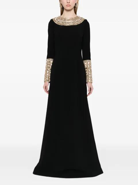crystal-embellished floor-length maxi gown dress by DINA MELWANI