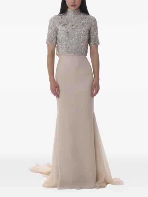 crystal-embellished top and maxi skirt by DINA MELWANI