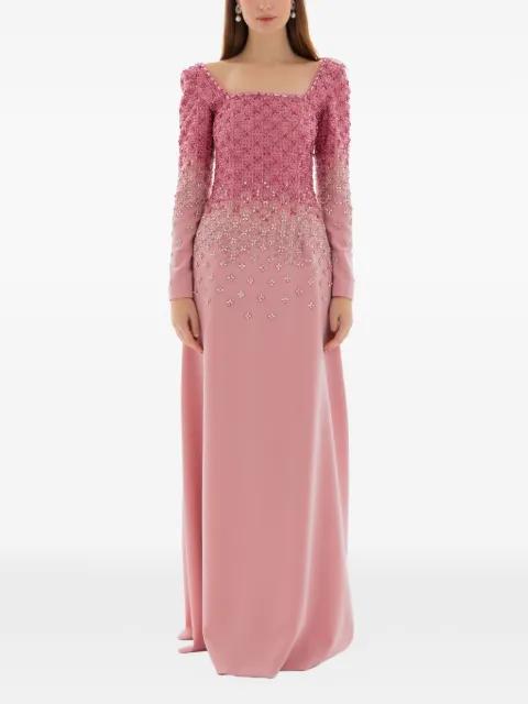 crystal-grid embroidered gown by DINA MELWANI