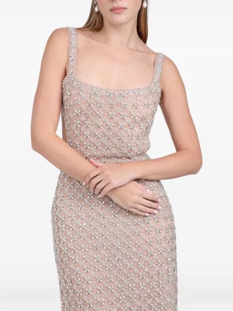 crystal square-neck midi dress by DINA MELWANI