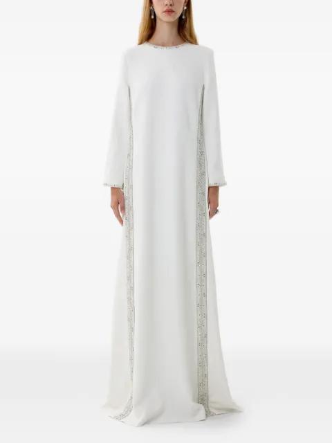 crystal-trim long-sleeve maxi dress by DINA MELWANI