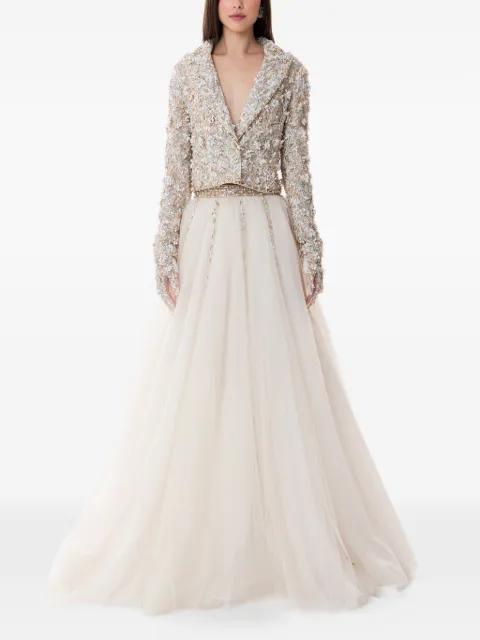 embroidered tulle maxi dress by DINA MELWANI