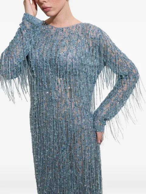 fringed crystal-embellished midi dress by DINA MELWANI