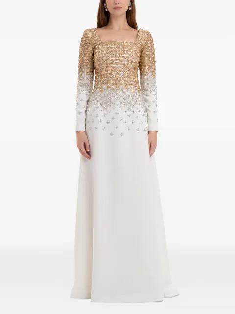 gold silver ombré crystal-embroidered gown by DINA MELWANI