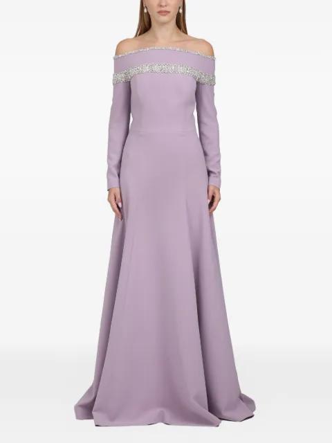 off-shoulder maxi dress by DINA MELWANI