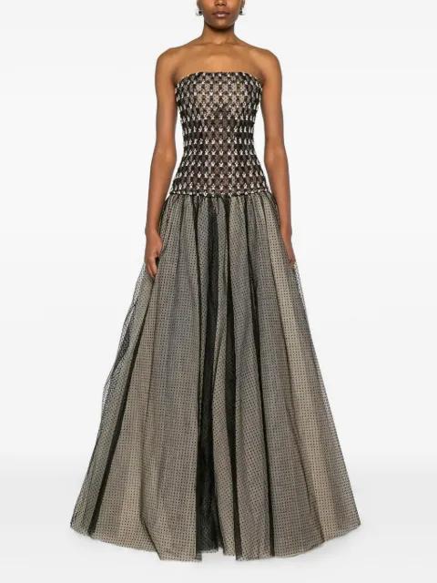 sequin-embellished tulle maxi dress by DINA MELWANI