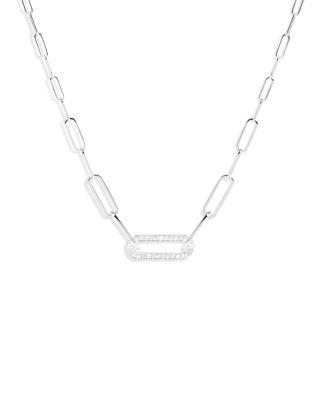 18K White Gold Maillon Diamond Pav&eacute; Link Pendant Necklace by DINH VAN