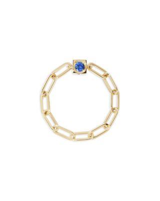 18K Yellow Gold Le Cube Diamont Blue Sapphire Chain Ring by DINH VAN 18K Yellow Gold Le Cube Diamont Blue Sapphire Chain Ring by DINH VAN