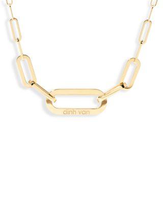 18K Yellow Gold Maillon Polished Logo Link Statement Necklace by DINH VAN