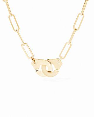 18K Yellow Gold Menottes Dinh Van Handcuff Open Paperclip Link Chain Pendant Necklace by DINH VAN