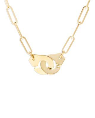 18K Yellow Gold Menottes Dinh Van Handcuff Open Paperclip Link Chain Pendant Necklace by DINH VAN