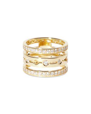 18K Yellow Gold Pulse Diamond Three Row Stack Look Ring by DINH VAN