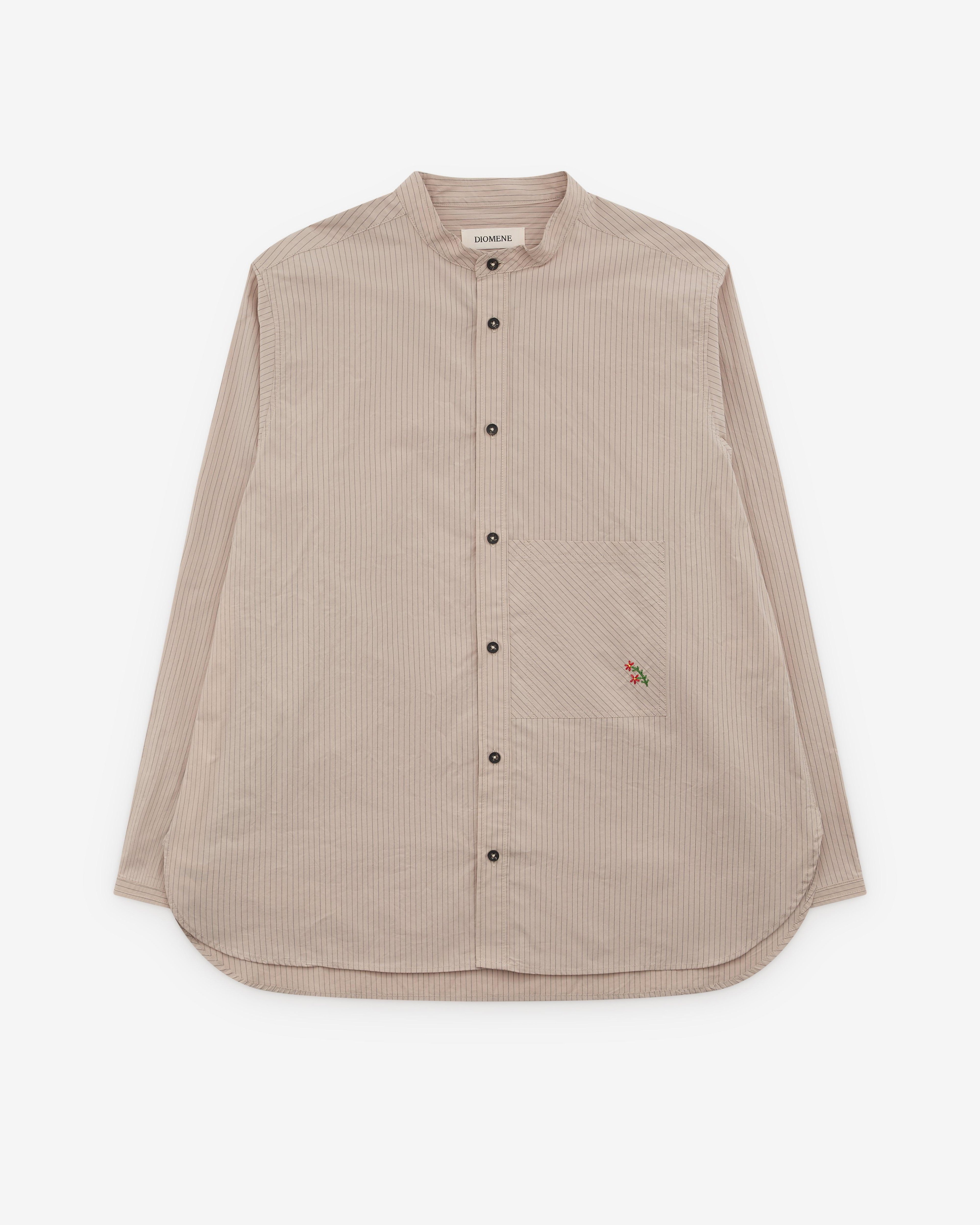 Diomene - Men’s Stand Collar Shirt - (Brown) by DIOMENE