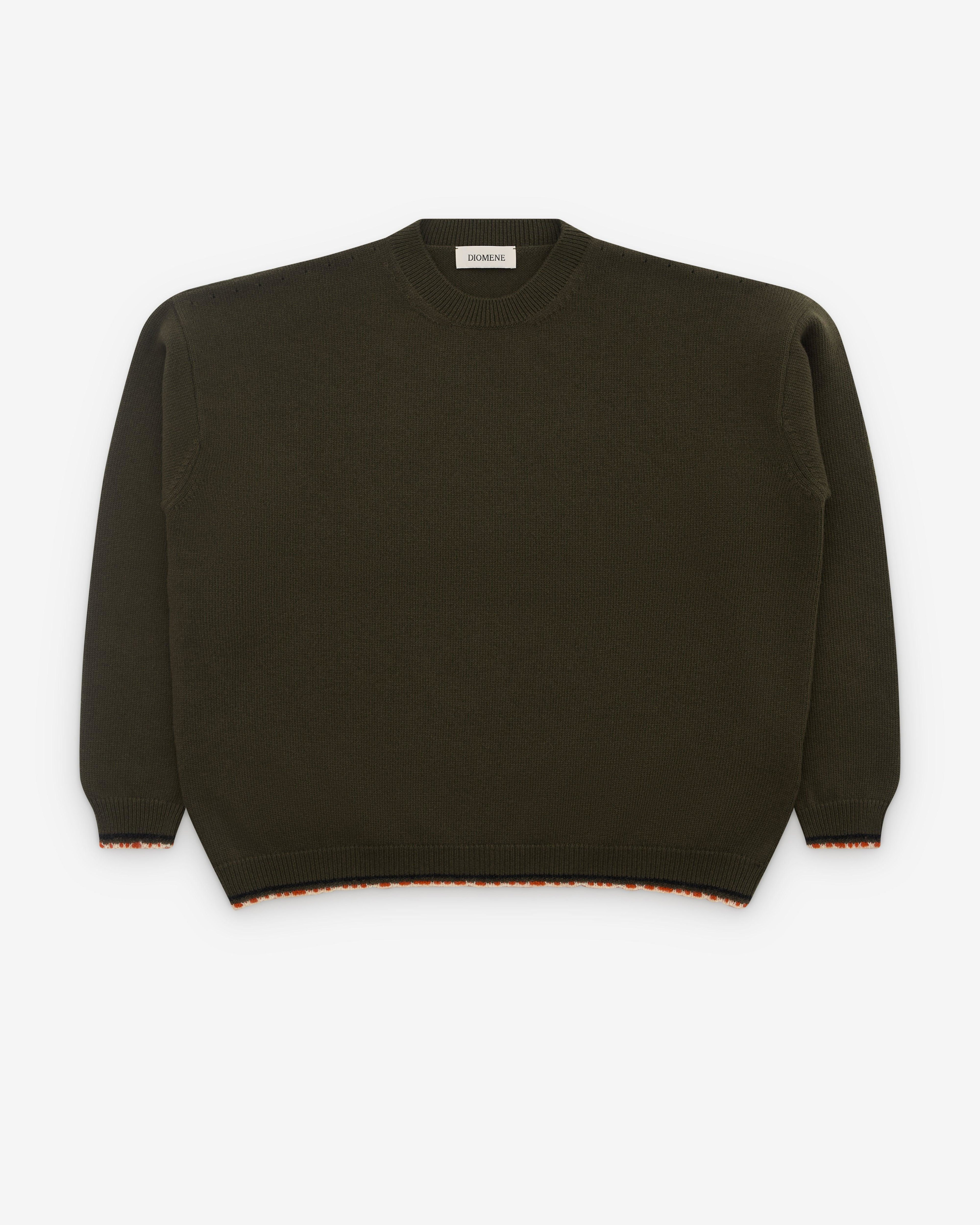 Diomene - Men’s Trimmed Sweater - (Dark Green) by DIOMENE