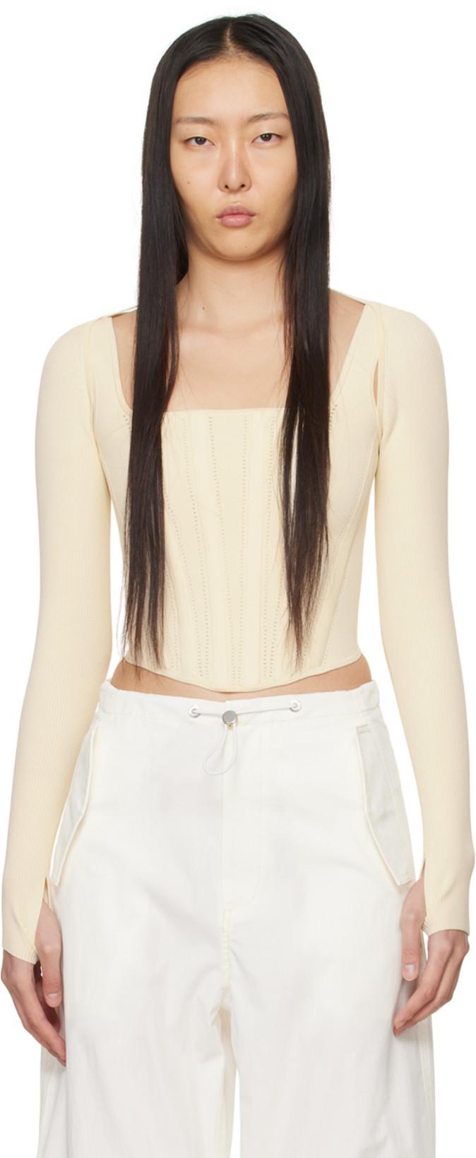 Beige Bolero Tank Top by DION LEE