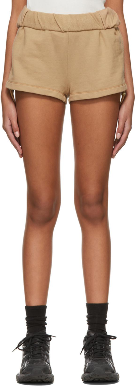 Beige Cotton Shorts by DION LEE