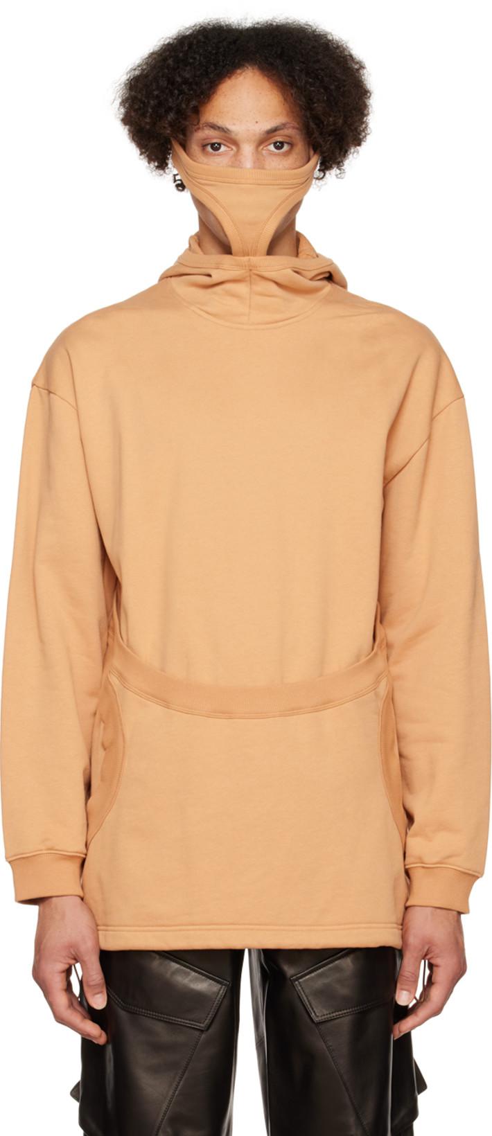 Beige Interlock Mask Hoodie by DION LEE