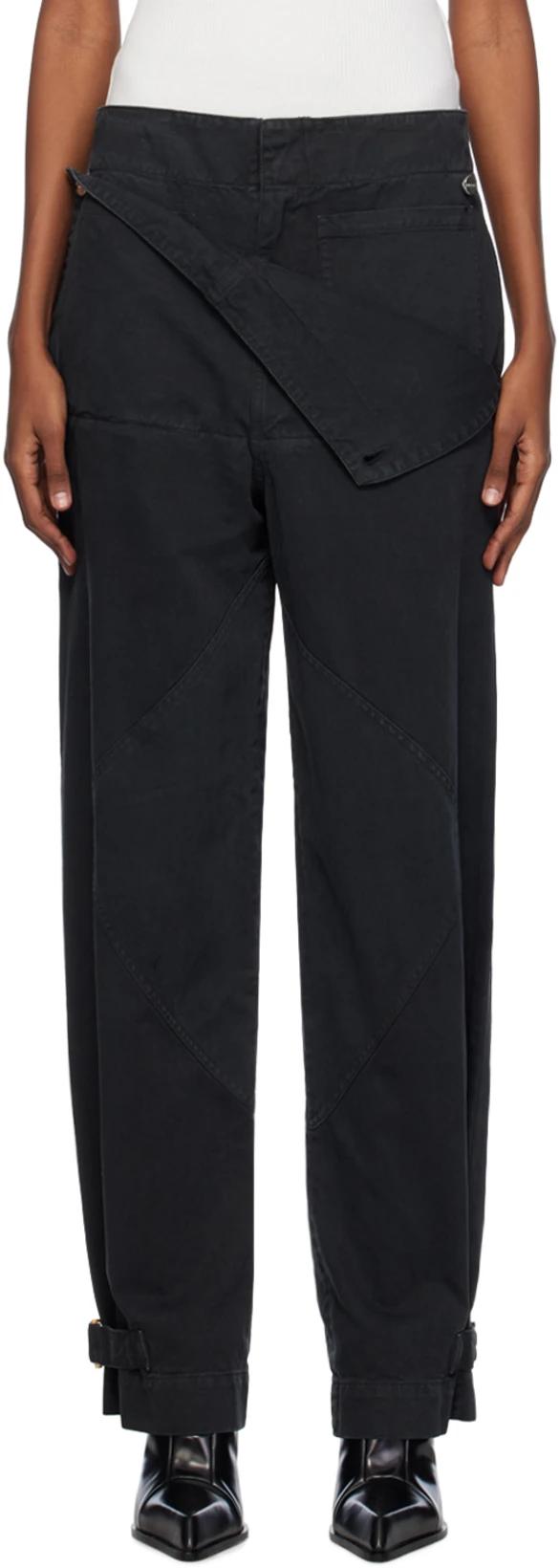 Black Belted Shell Trousers by DION LEE