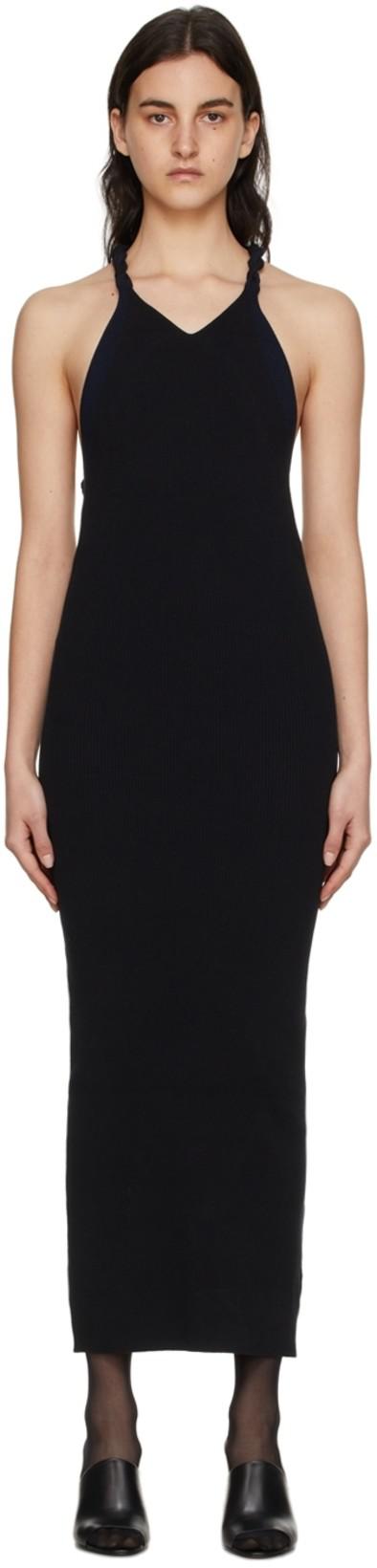 Black Cotton Midi Dress by DION LEE