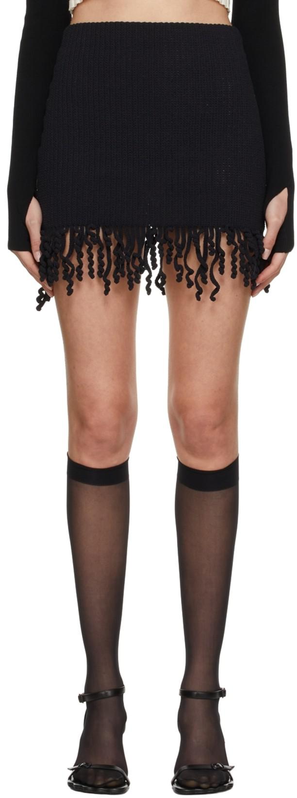 Black Cotton Miniskirt by DION LEE