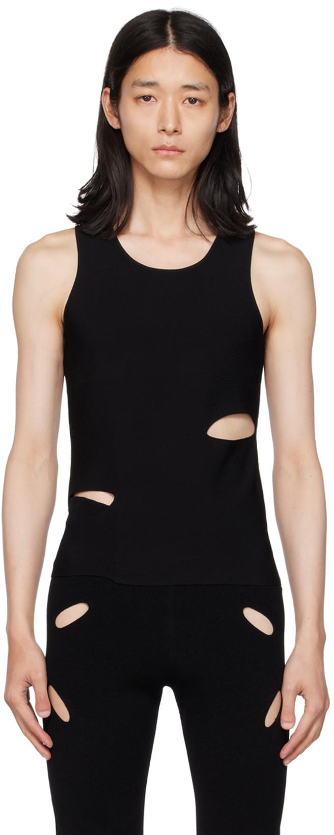 Black Cutout Tank Top by DION LEE