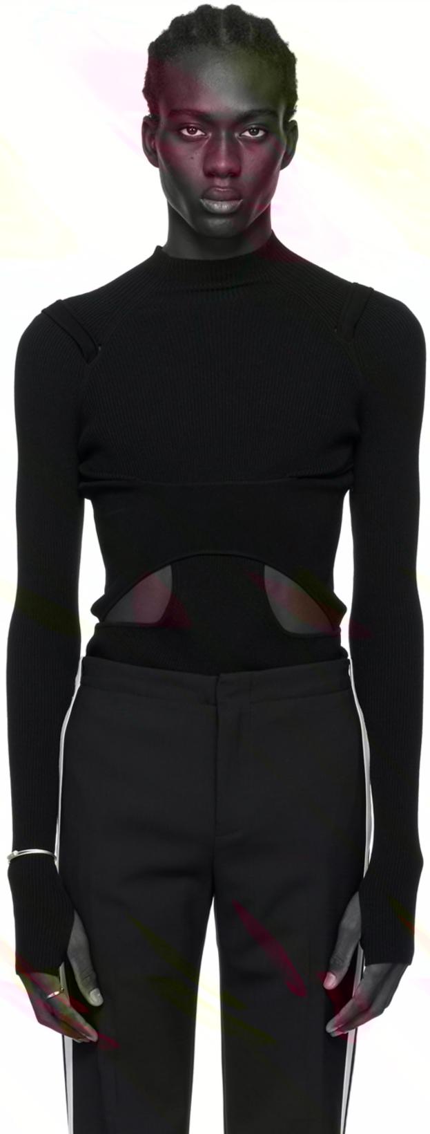 Black Interlink Skivvy Turtleneck by DION LEE