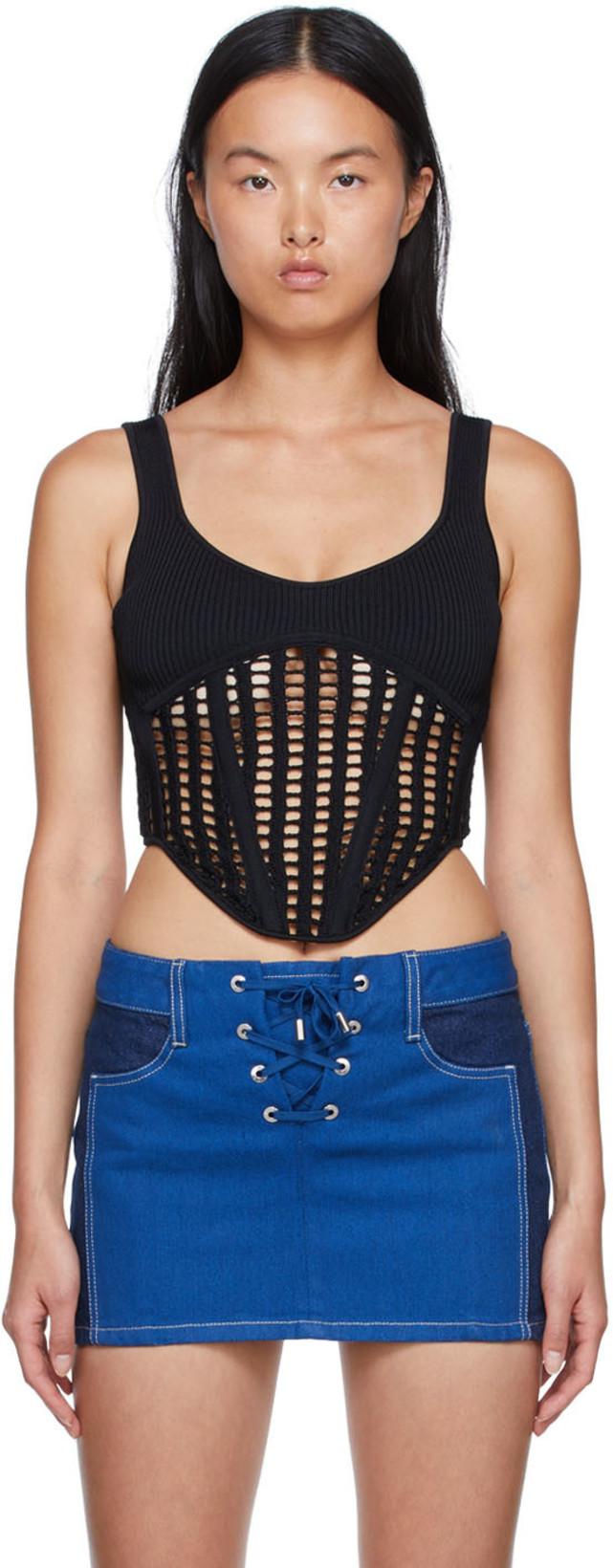 Black Recycled Viscose Tank Top by DION LEE