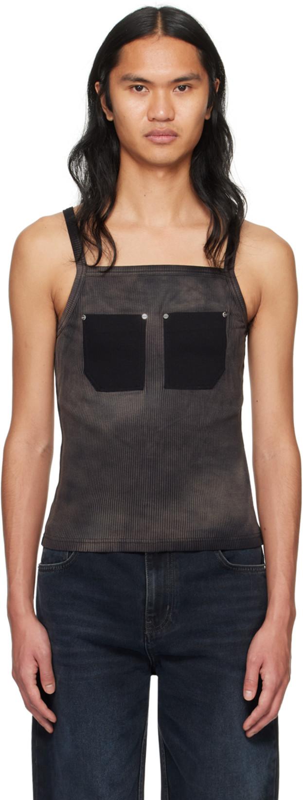 Black Rivet Pocket Tank Top by DION LEE
