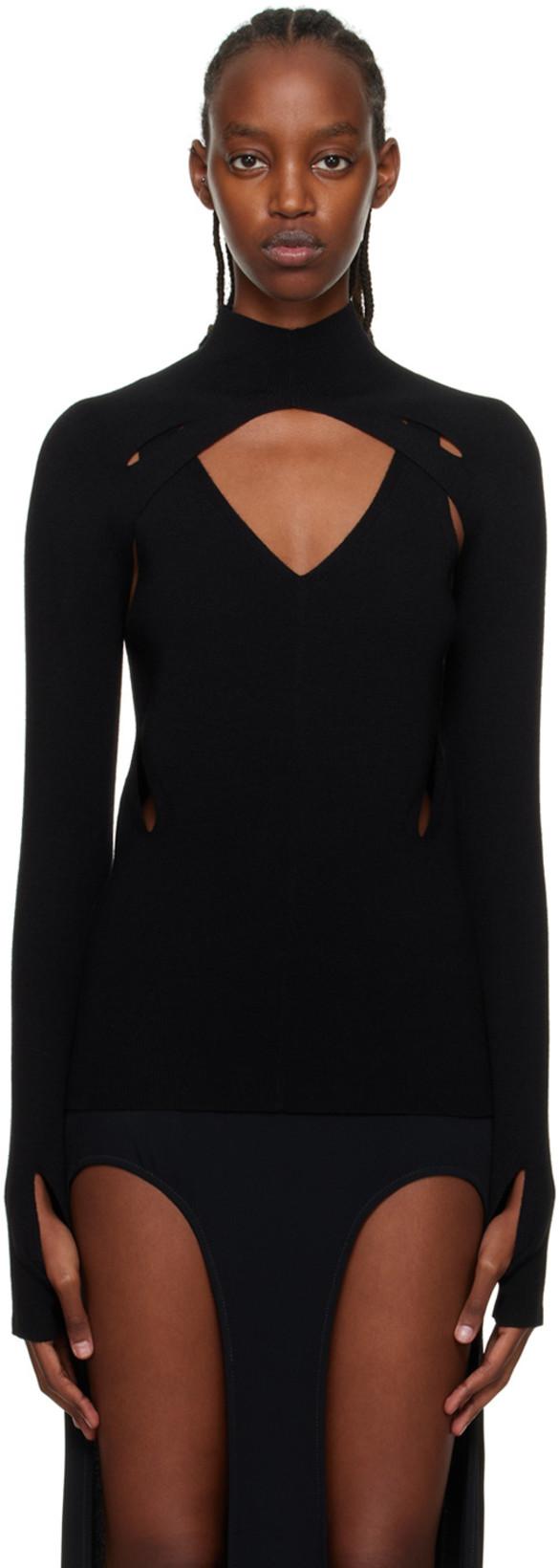 Black Skivvy Turtleneck & Tank Top Set by DION LEE