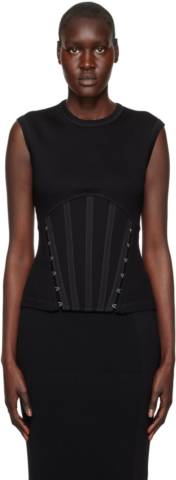Black Split Hem Tank Top by DION LEE