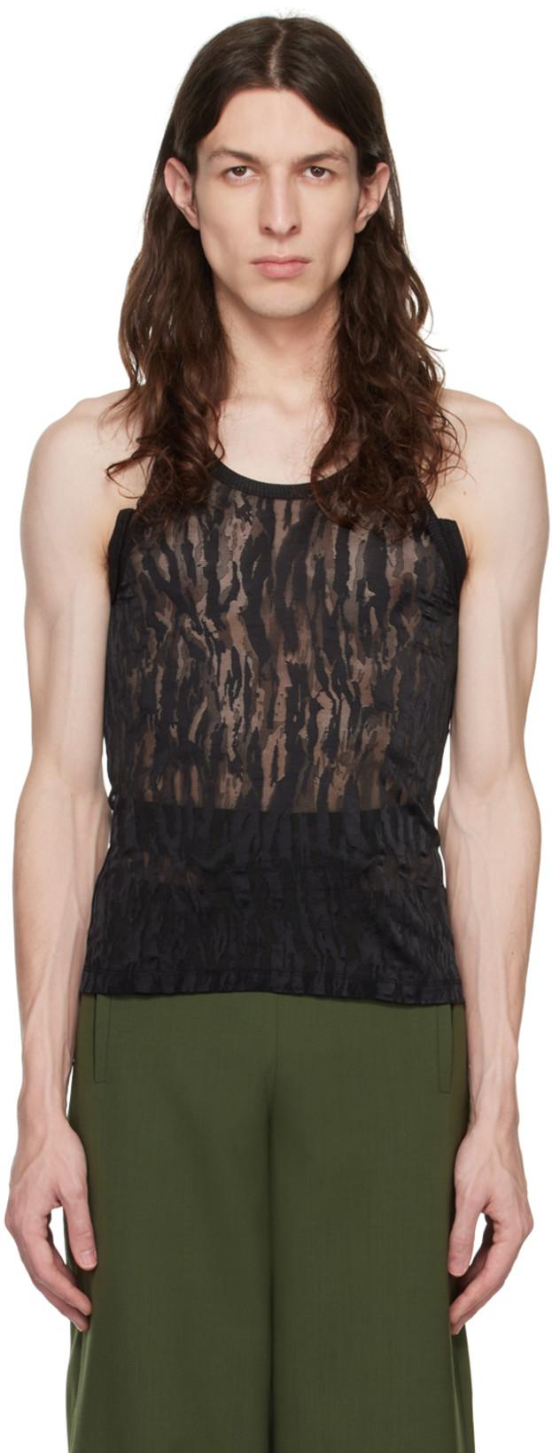 Black Split Tank Top by DION LEE