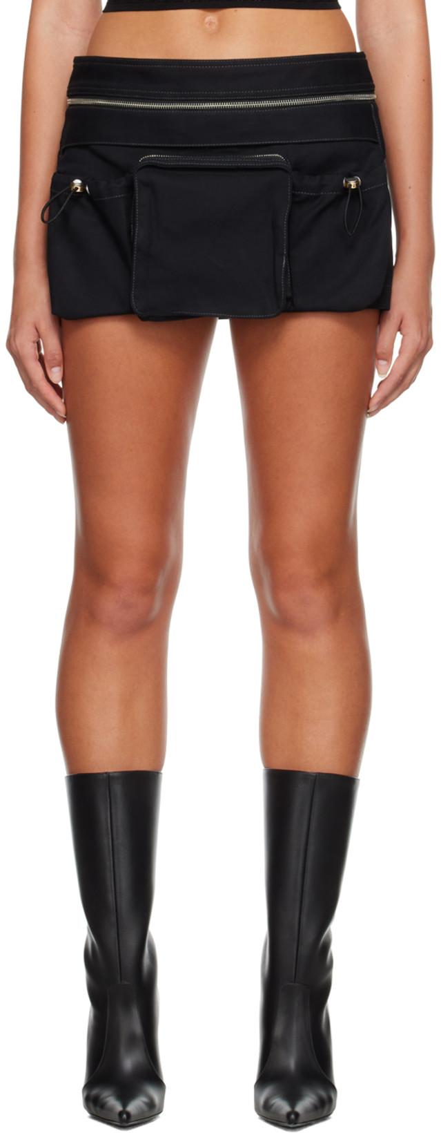 Black Utility Cargo Miniskirt by DION LEE