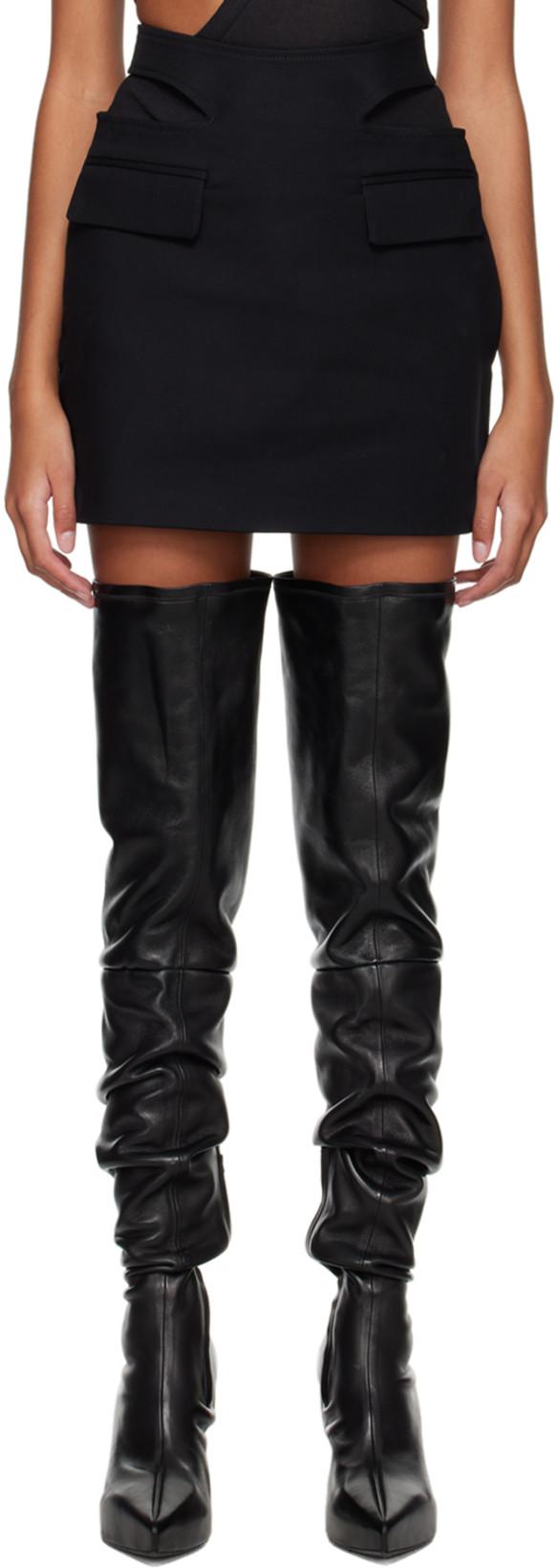 Black Y Front Buckle Miniskirt by DION LEE
