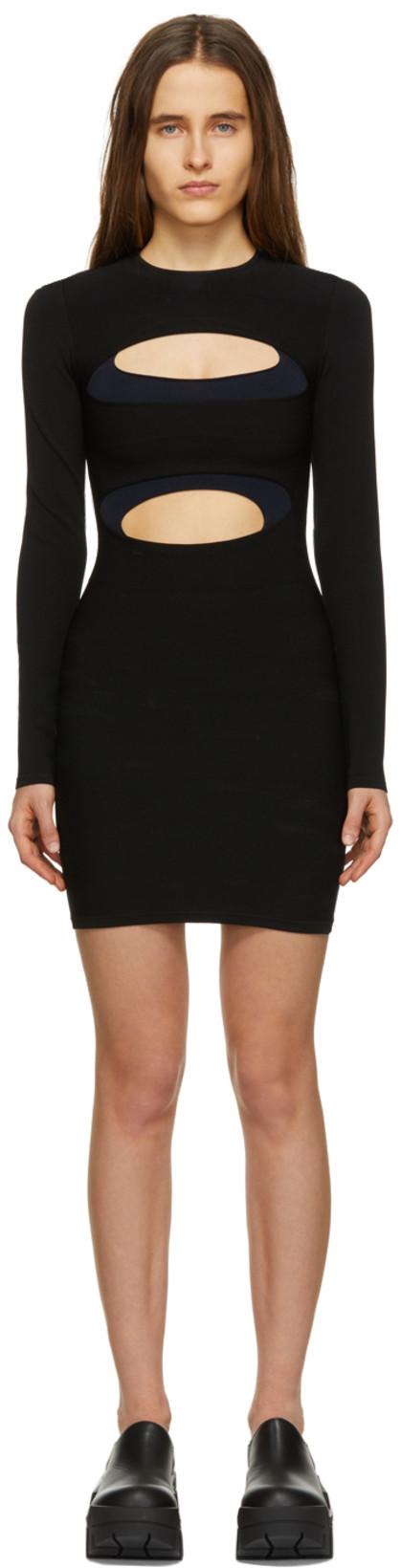 Black & Navy Double Hosiery Mini Dress by DION LEE