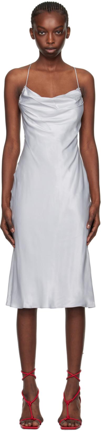 Blue Rivet Cowl Midi Dress by DION LEE