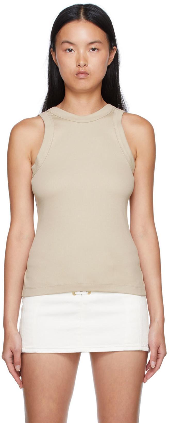 Brown Organic Cotton Tank Top by DION LEE