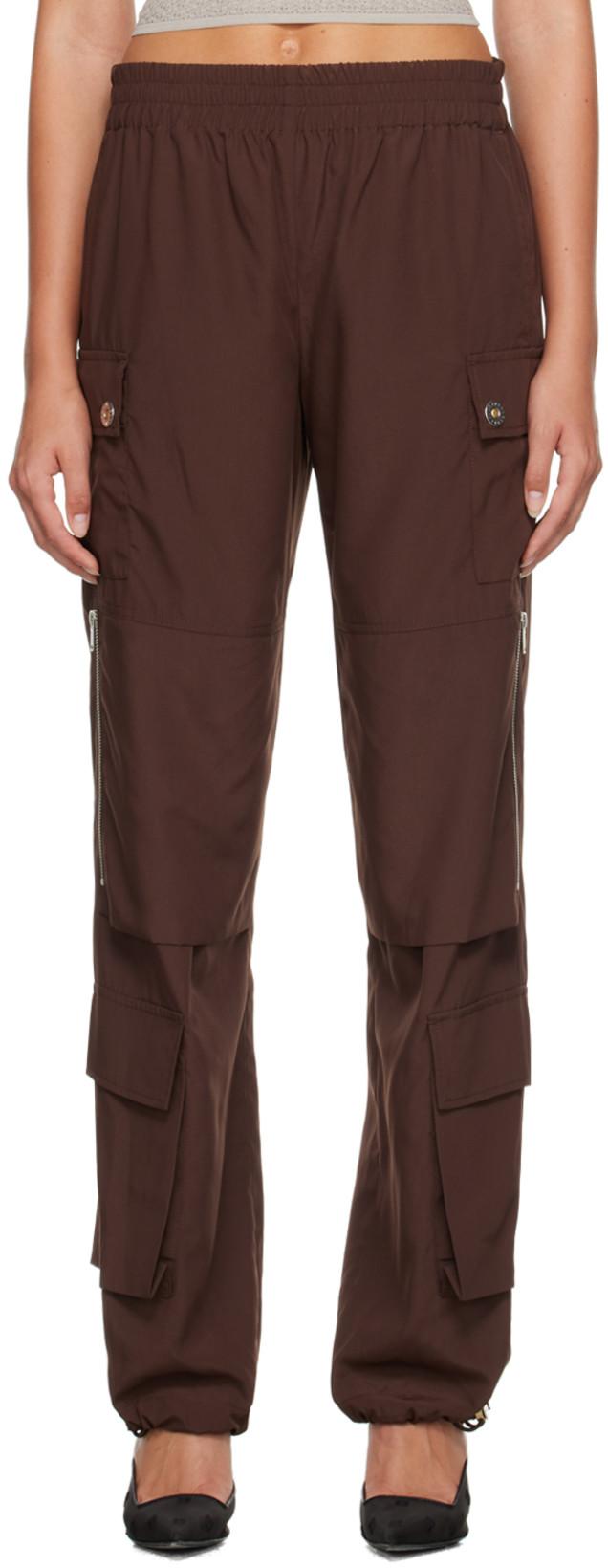 Brown Pocket Cargo Trousers by DION LEE