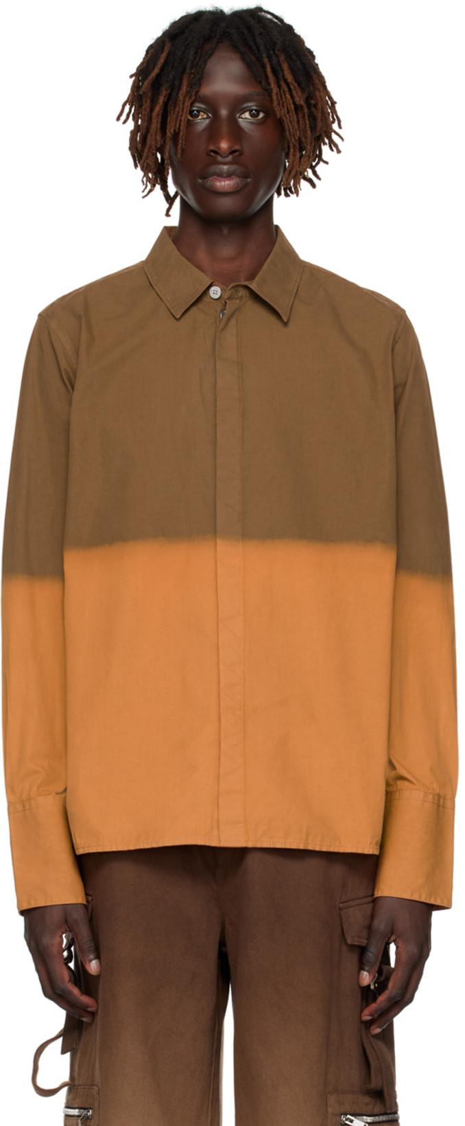 Brown & Orange Sunfade Shirt by DION LEE