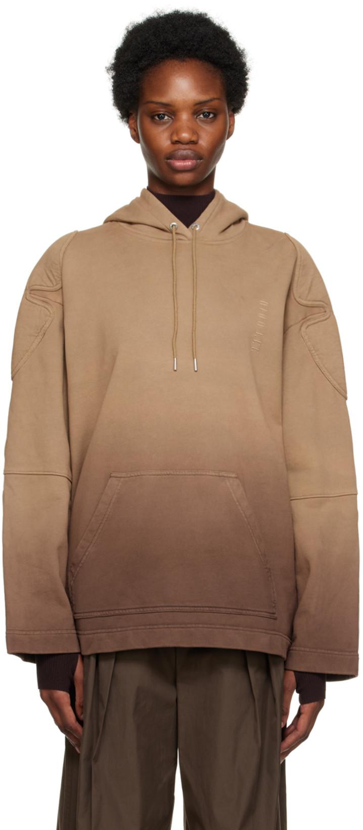 Brown & Taupe Padded Sunfade Hoodie by DION LEE