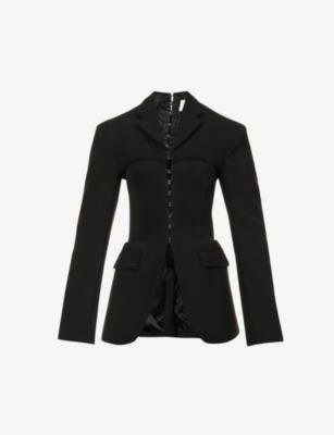 Corseted padded-shoulders wool-blend blazer by DION LEE