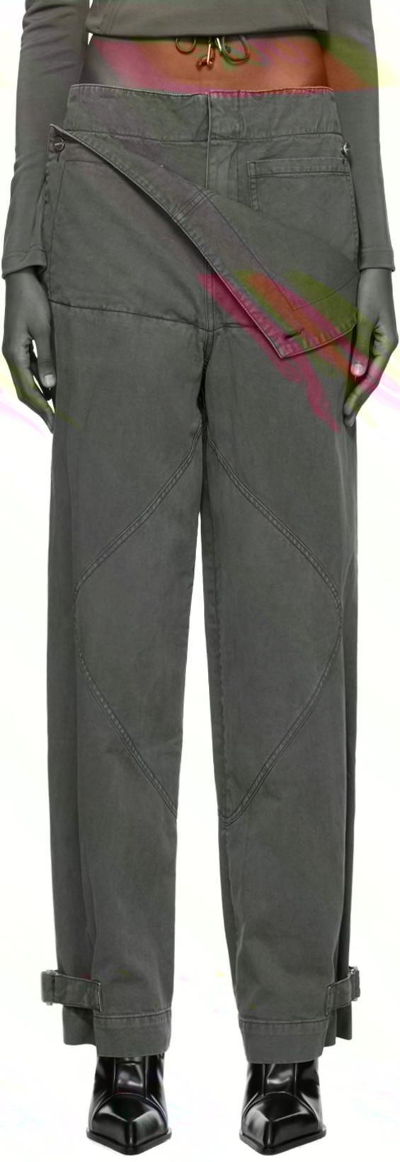 Gray Belted Shell Trousers by DION LEE