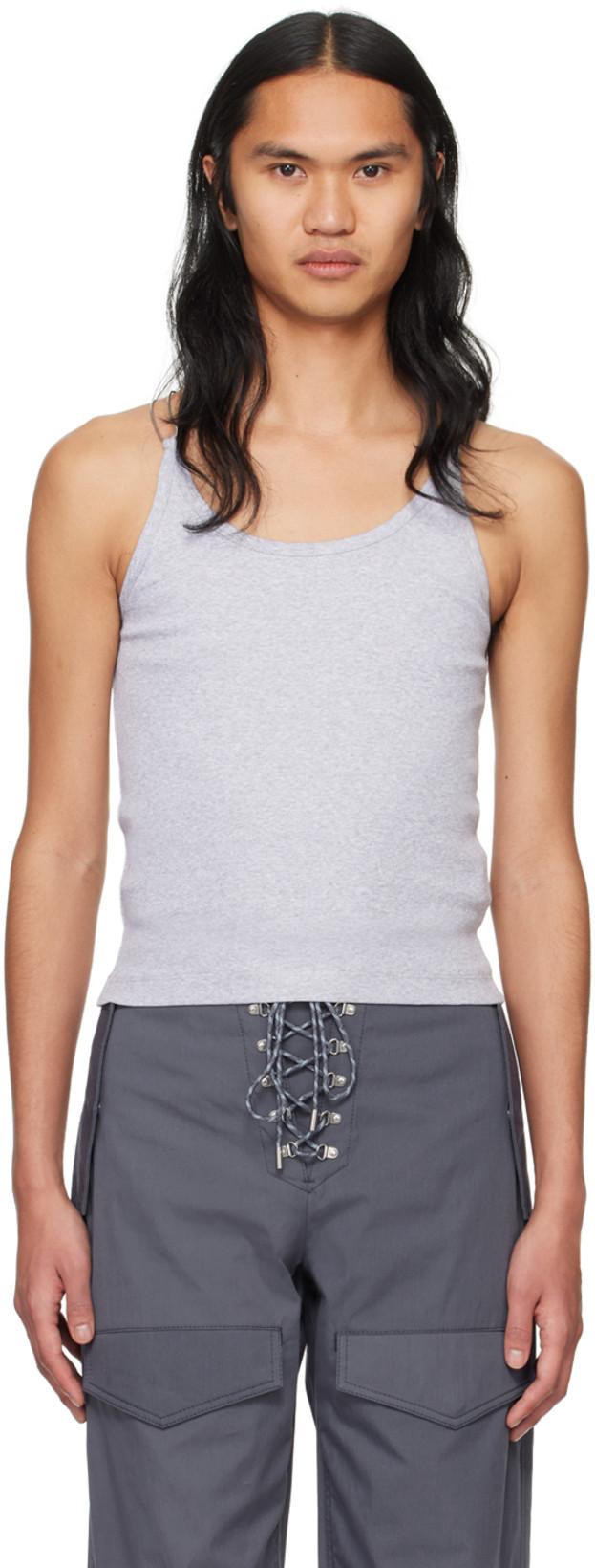 Gray Wire Strap Tank Top by DION LEE